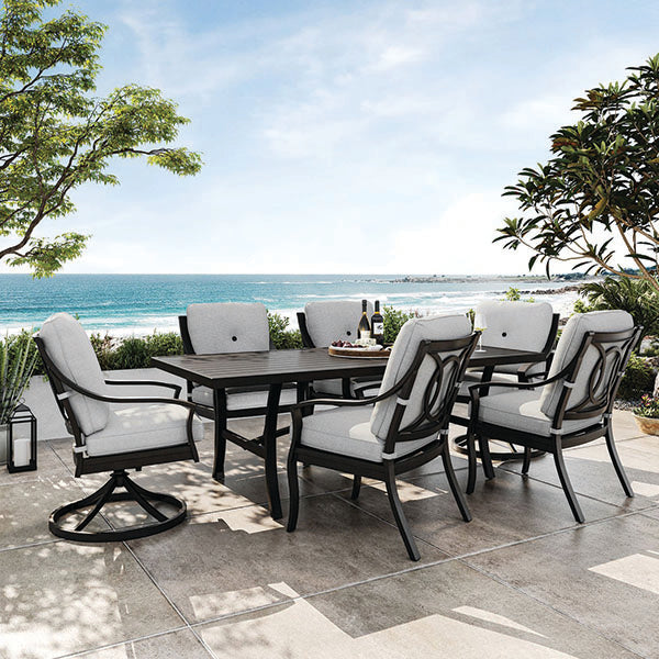 Mia Outdoor Dining Set with 4 Dining Chairs and 2 Swivel Chairs - 7-Piece Set