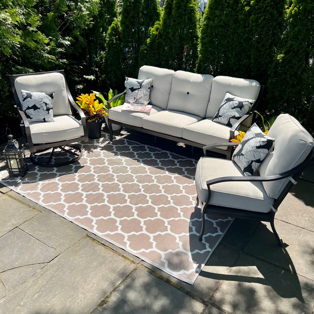 Mia Outdoor Patio Sofa Set with Lounge Chairs - 3-Piece Set