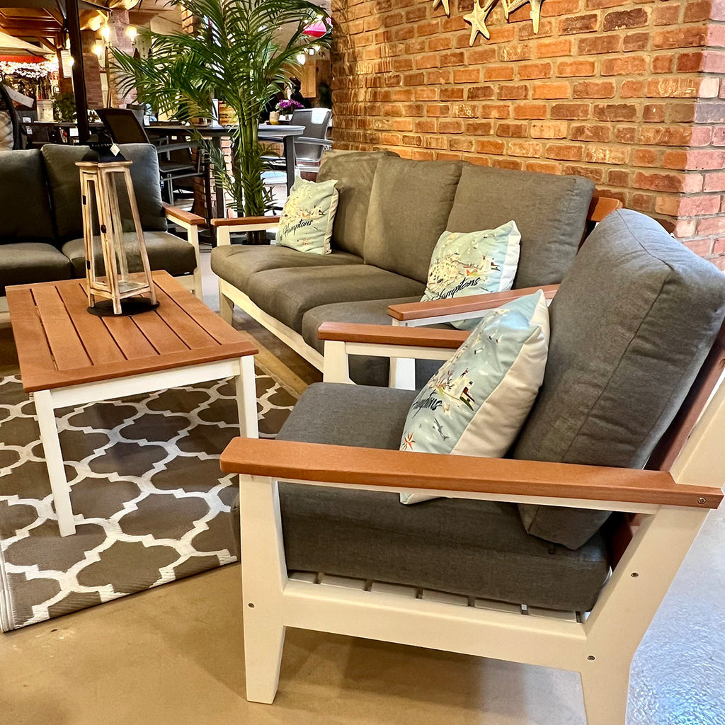 Nantucket Outdoor Patio Sofa, Club Chair, Swivel Rocker and Coffee Table – 4 Piece Set