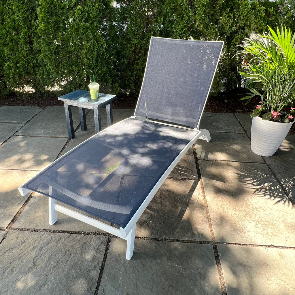 Nettuno Outdoor Patio Chaise Lounge with Navy Sling