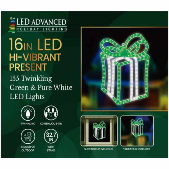 Present - LED Green Outdoor Decor - 16"