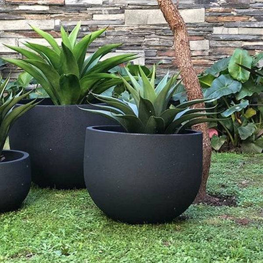 Planter - Rustic - Black - Round - 13-inch
