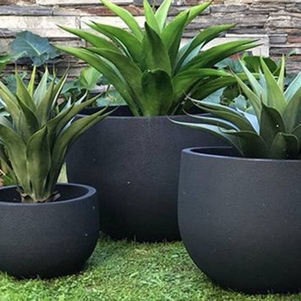 indoor black planter pot Planter - Rustic - Round - Black