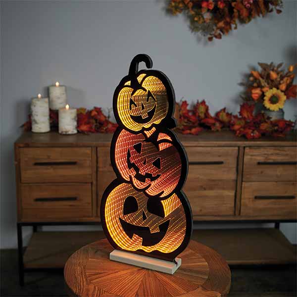 Infinity Light - Three Stacked Jack-o-Lanterns - 23"