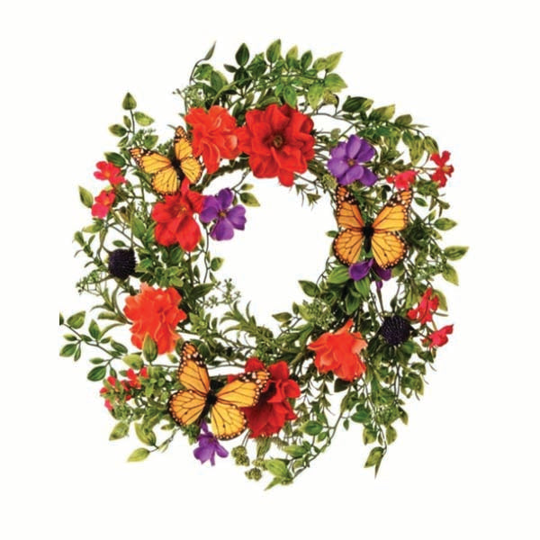 Wreath – 20-inch - Garden & Butterflies