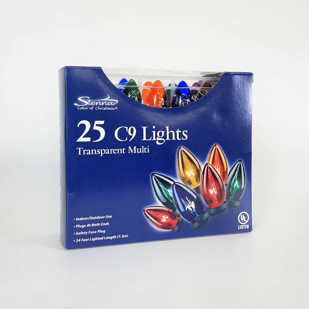 Set of 25 Opaque Vibrant Multi-Color C9 Christmas Light Set, 24ft