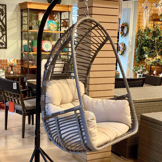 Hanging Basket Chair - Beige Cushion