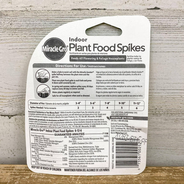 Miracle-Gro® - Indoor Plant Food Spikes - 1.1oz - Hicks Nurseries