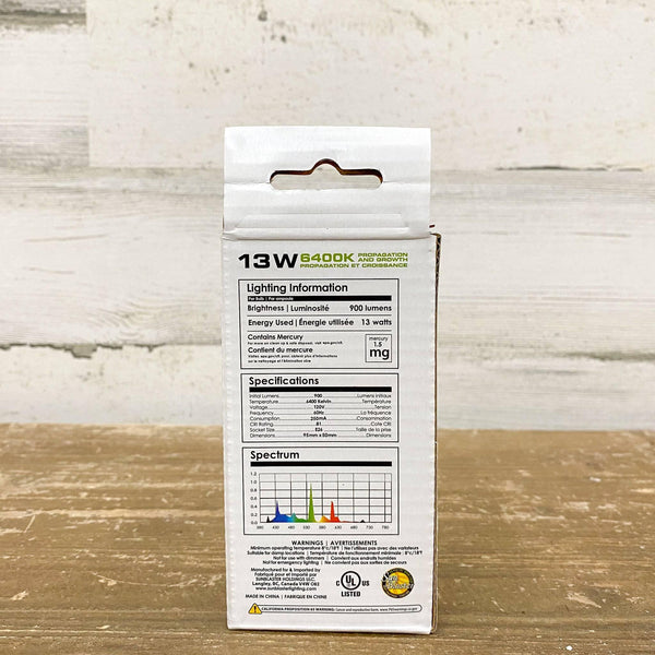 SunBlaster - Grow Light Bulb - 13W 6400K - Hicks Nurseries
