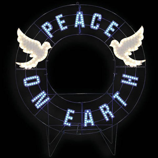 Peace On Earth Yard Wreath - LED Outdoor Decor - 40"