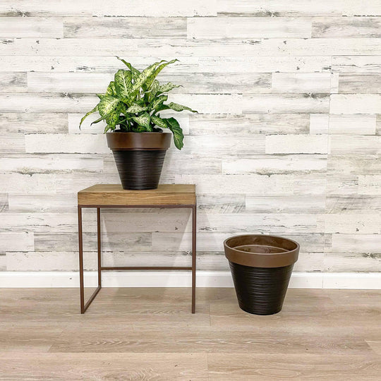 Carve Finish Planter - Chocolate - 12-inch