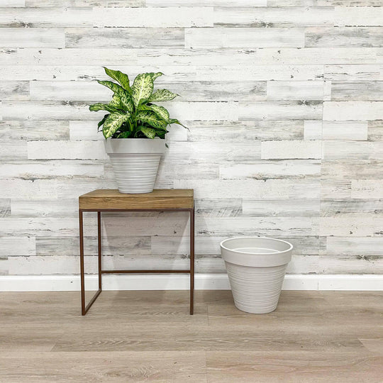 Carve Finish Planter - White - 12-inch