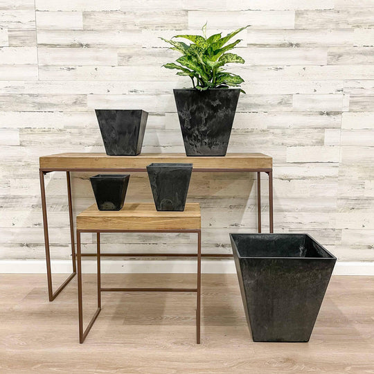 Ella Square Pot - Black - 12-inches