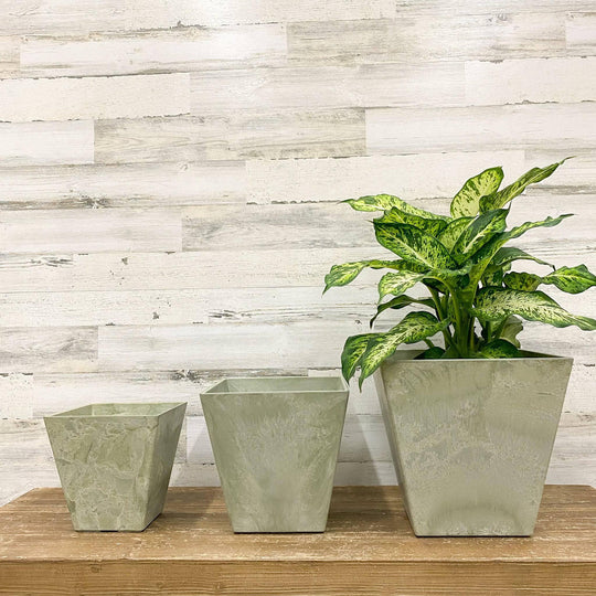 Ella Square Pot - Mint - 12-inches