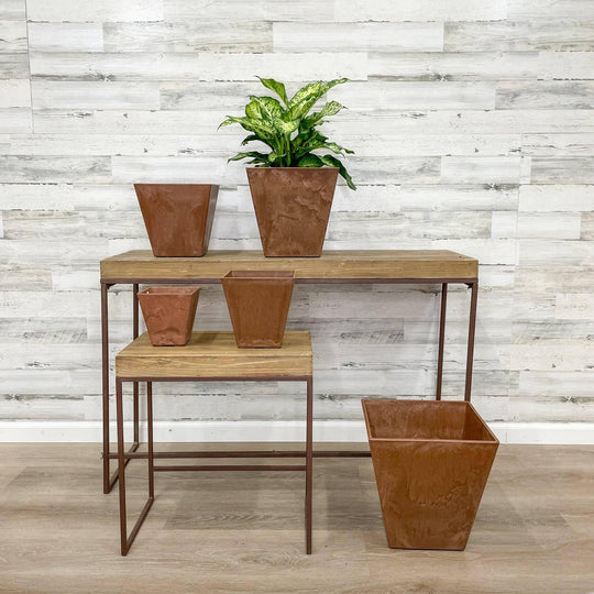 Ella Square Pot - Rust - 12-inches