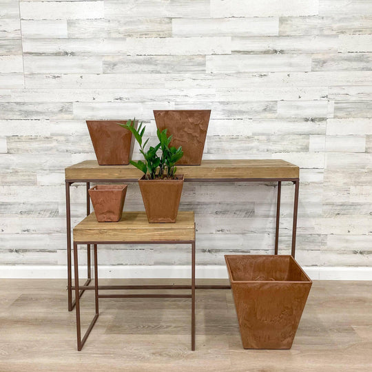 Ella Square Pot - Rust - 8-inches