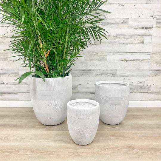 Fibreclay Mixed Stripe Planter - White - 17-inch