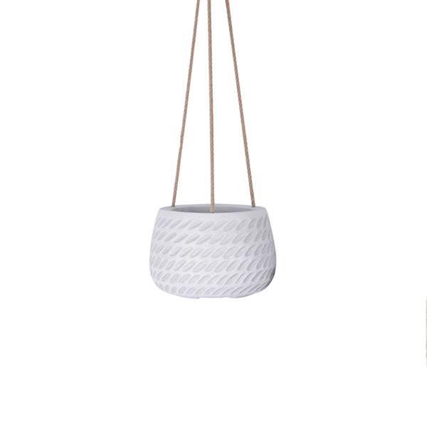 Fiberclay Pattern - Hanging Basket - White - 7.5-inch - Hicks Nurseries