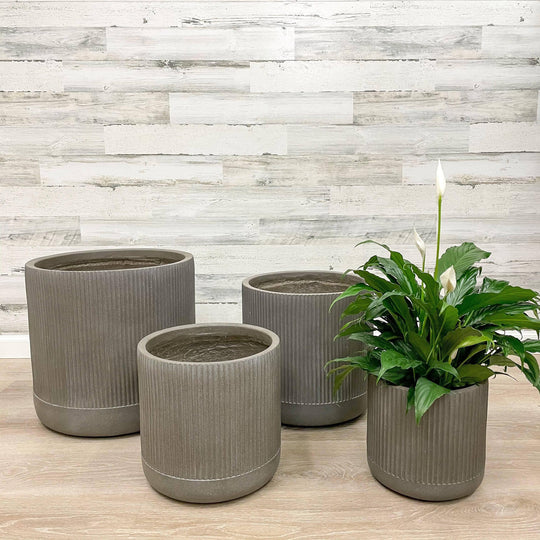 Fibreclay Ribbed Cylinder - Brown - 10-inch