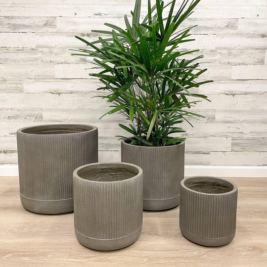 Fibreclay Ribbed Cylinder - Brown - 14-inch