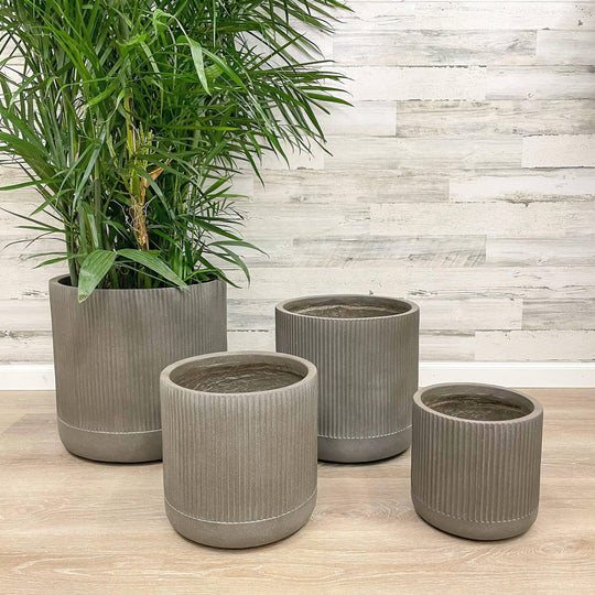Fibreclay Ribbed Cylinder - Brown - 17-inch