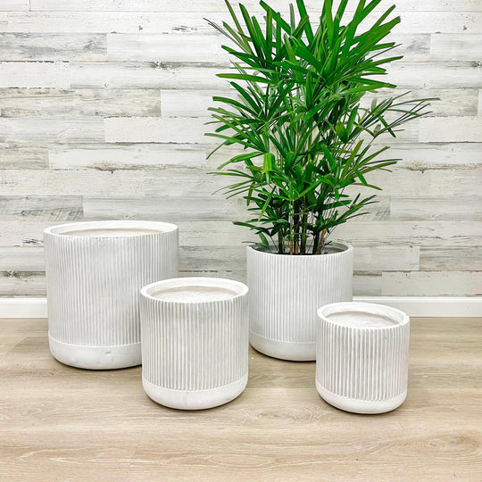Fibreclay Ribbed Cylinder - White - 14-inch