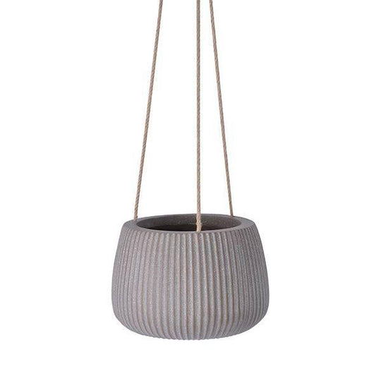 Fibreclay Ribbed - Hanging Basket - Taupe - 10-inch