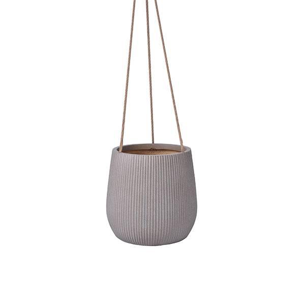 Fiberclay Ribbed - Hanging Basket - Taupe - 9-inch - Hicks Nurseries