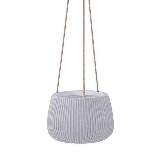 Fibreclay Ribbed - Hanging Basket - White - 10-inch