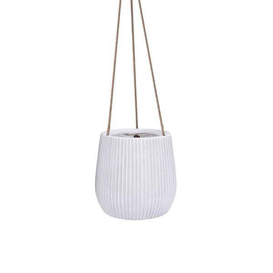 Fibreclay Ribbed - Hanging Basket - White - 9-inch