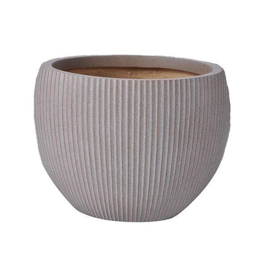 Fibreclay Ribbed Orb Planter - Taupe - 15-inch