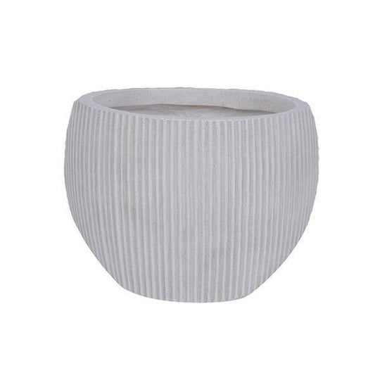 Fibreclay Ribbed Orb Planter - White - 12-inch