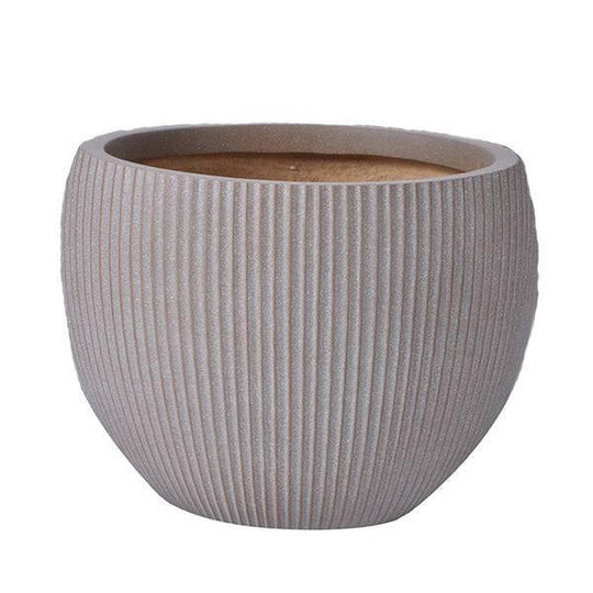Fibreclay Ribbed Orb - Taupe - 20-inch