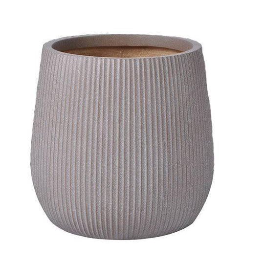 Fibreclay Ribbed Planter - Taupe - 17-inch