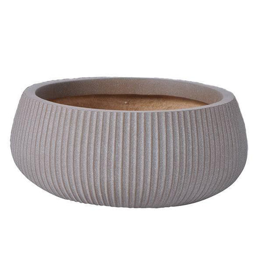Fibreclay Ribbed Dish Planter - Taupe - 17-inch