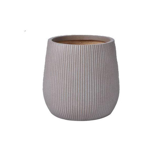 Fibreclay Ribbed Planter - Taupe - 9-inch