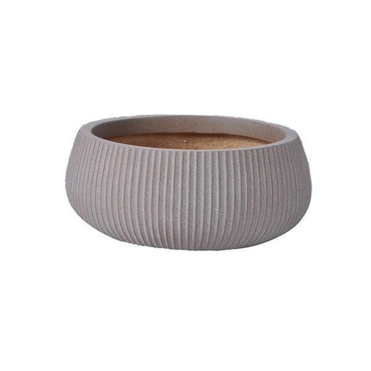 Fibreclay Ribbed Dish Planter - Taupe - 9-inch