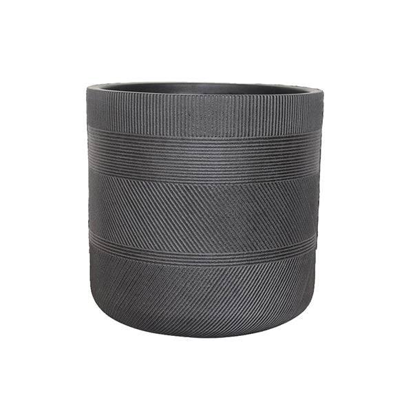 Fiberclay Striped Cylinder - Black - 10-inch - Hicks Nurseries
