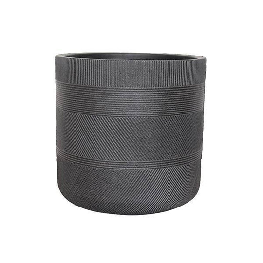Fibreclay Striped Cylinder - Black - 10-inch