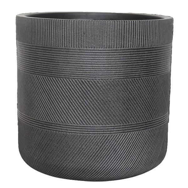 Fiberclay Striped Cylinder - Black - 14-inch - Hicks Nurseries