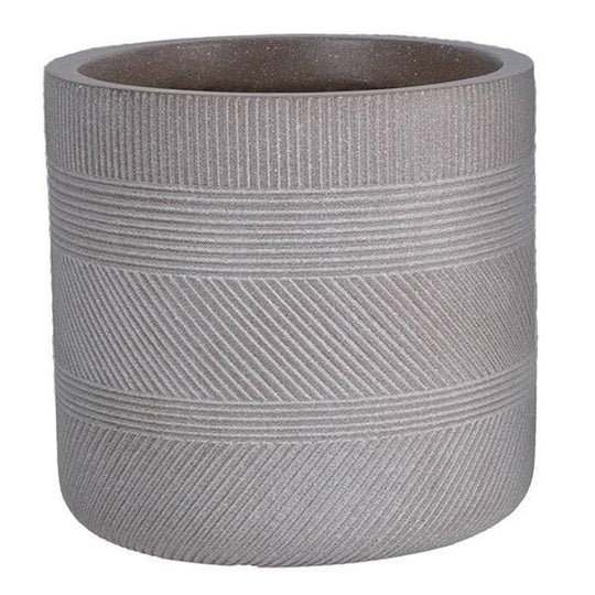 Fibreclay Striped Cylinder - Taupe - 14-inch