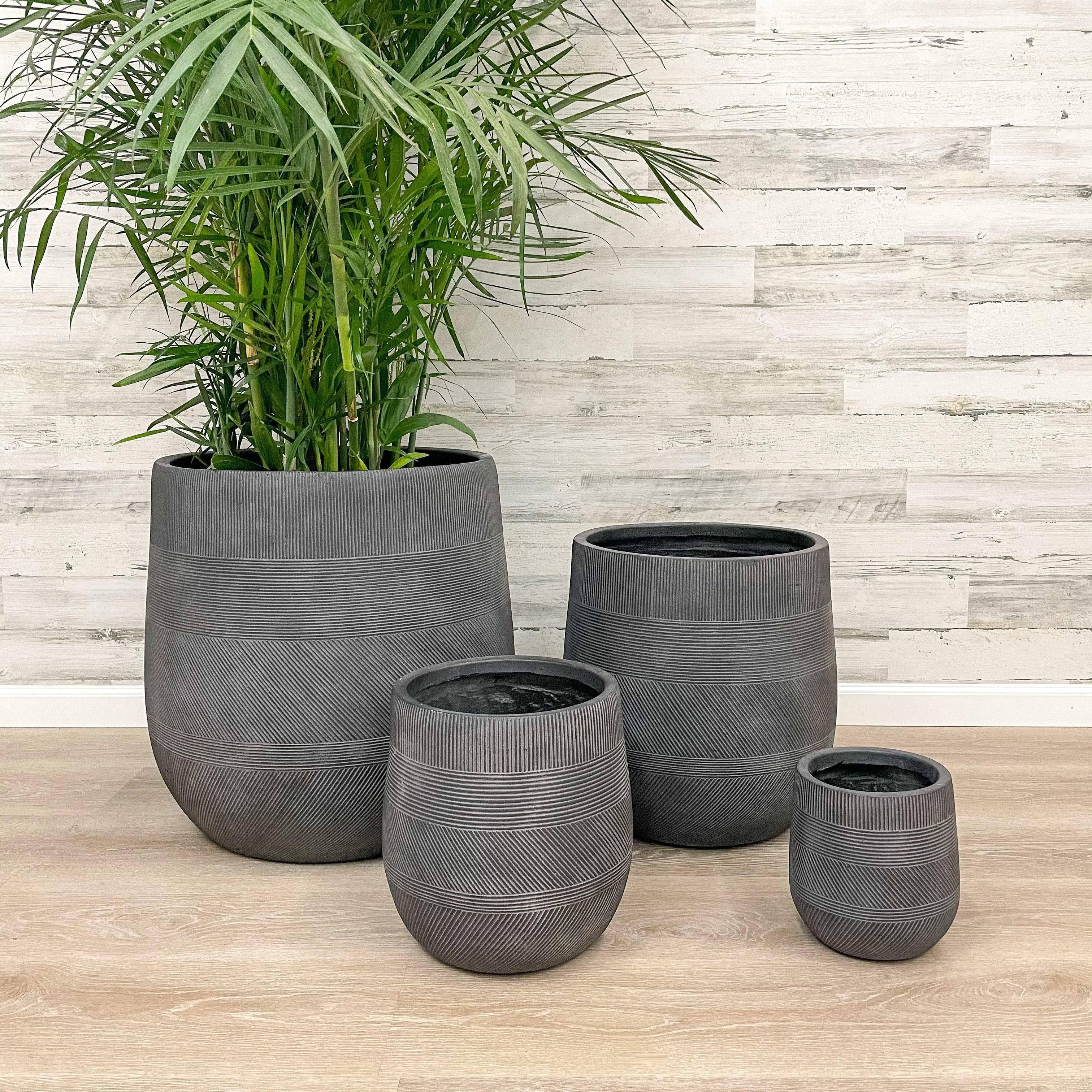 Fibreclay Tall Belly Planter - Black