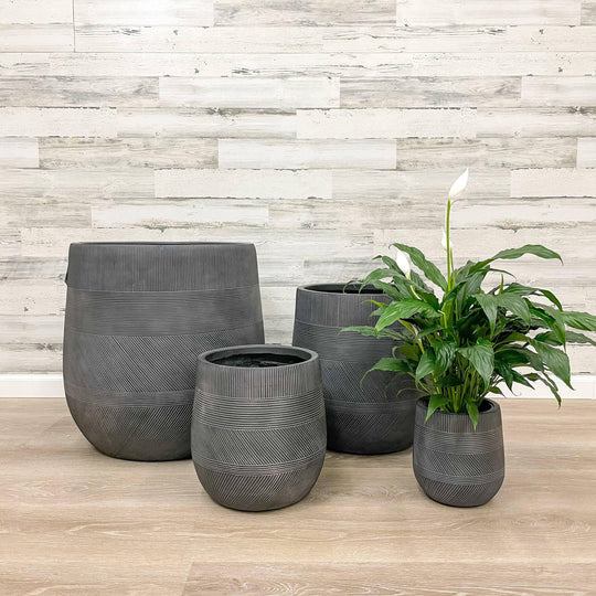 Fibreclay Tall Belly Planter - Black - 8-inch