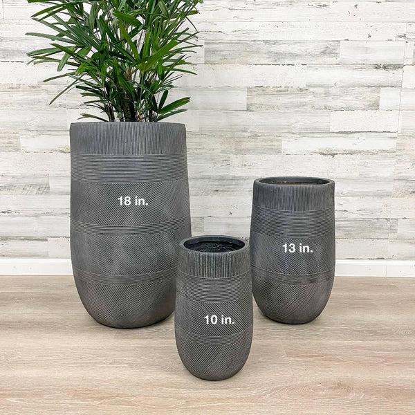 Fiberclay Tall Mixed Stripe Planter - Black - 18-inch - Hicks Nurseries