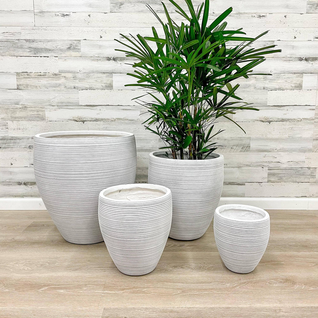 white woven planter Fibreclay Taper Striped Planter - White