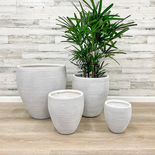 Fibreclay Taper Striped Planter - White - 18-inch
