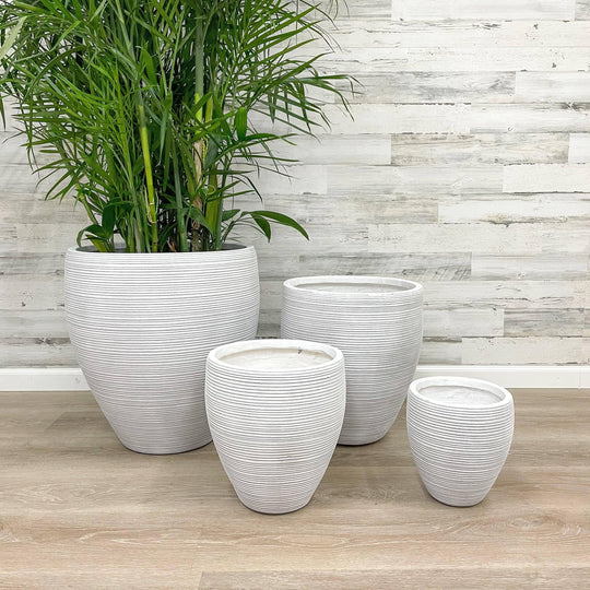 Fibreclay Taper Striped Planter - White - 22-inch