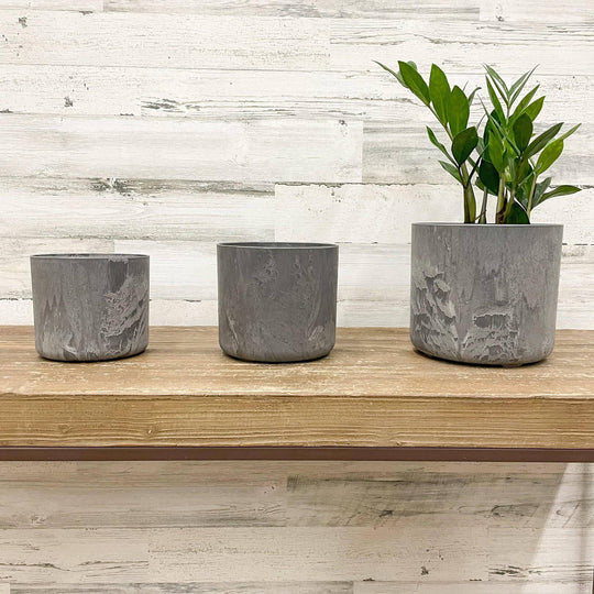Lena Cylinder Planter - Grey - 8-inches