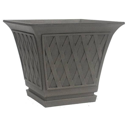 Lightweight Square Lattice Planter - Grey - 16-inch