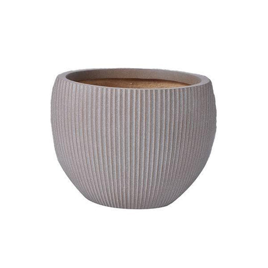Planter Ribbed Orb - Taupe - 12-inch
